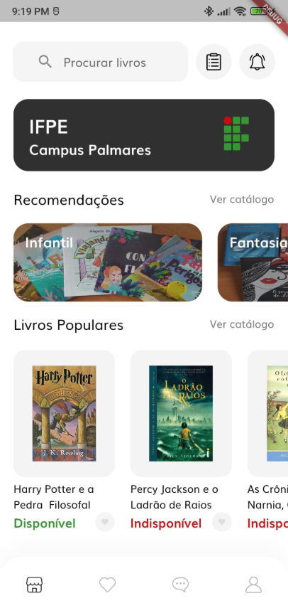 Imagem do aplicativo para biblioteca