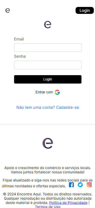 Imagem da plataforma de comércio local
